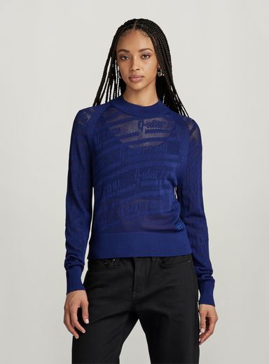Jersey Pointelle Text Knitted